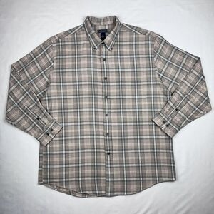 New Saddlebred XL Button Down Beige Plaid Long Sleeve Collar Shirt